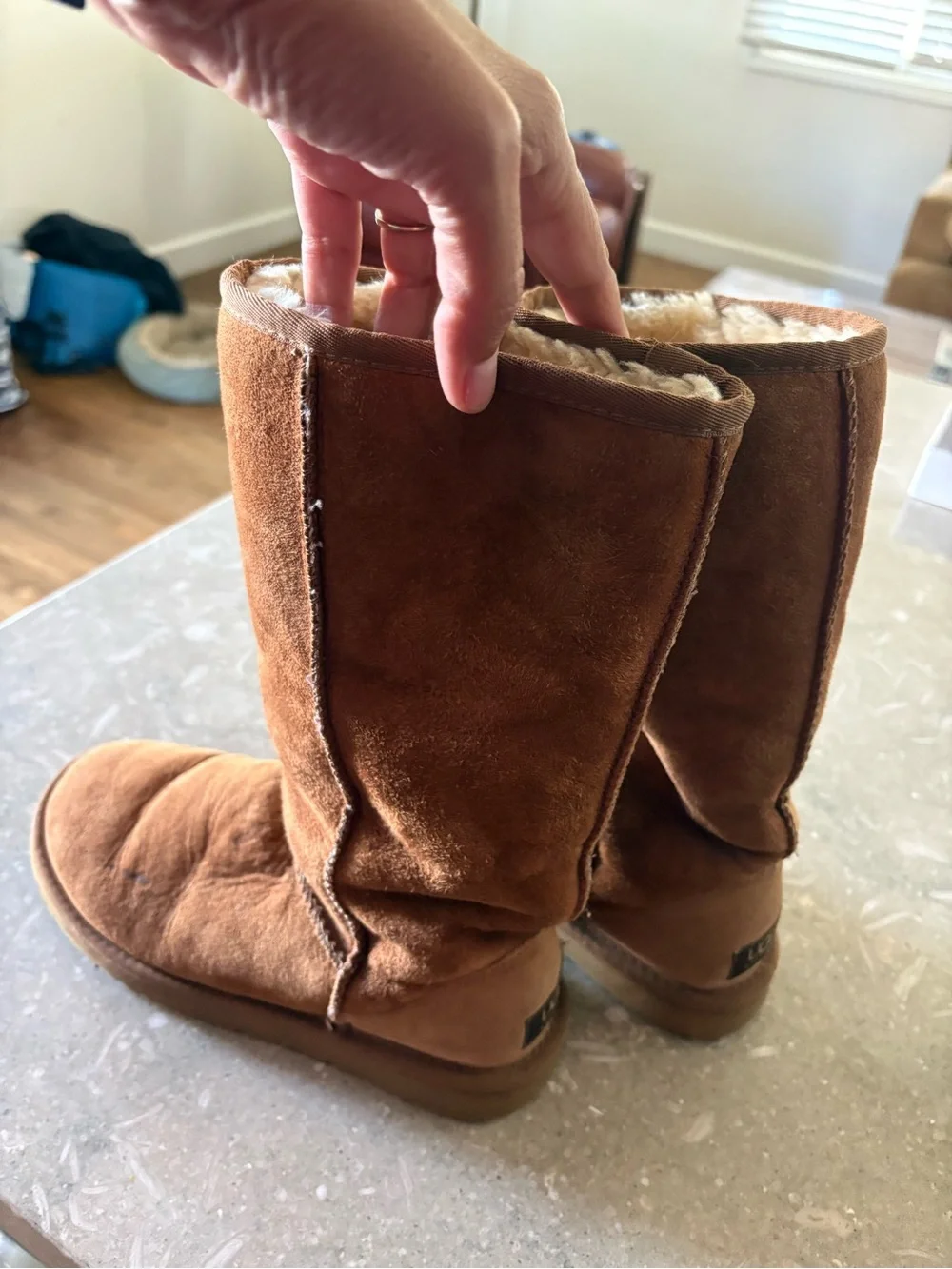 UGG Women's Mid-Calf Suede Boots - Chestnut- Authentic